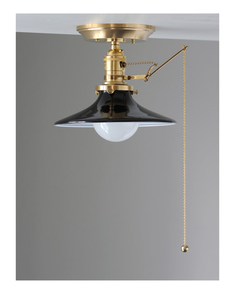 Unlacquered Brass Pullchain Ceiling Fixture. Hardwired Etsy