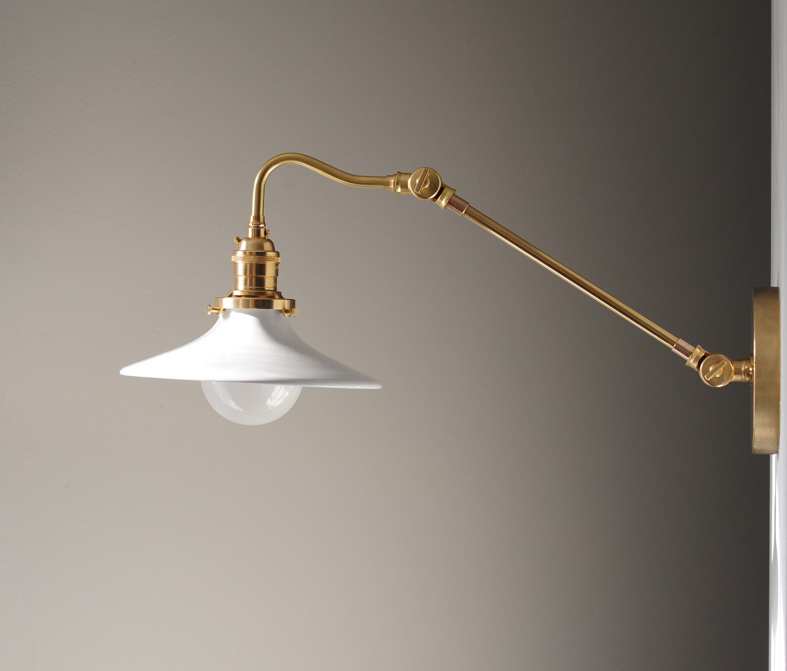 Articulating Modern Brass Sconce With Choice of Shade. Etsy