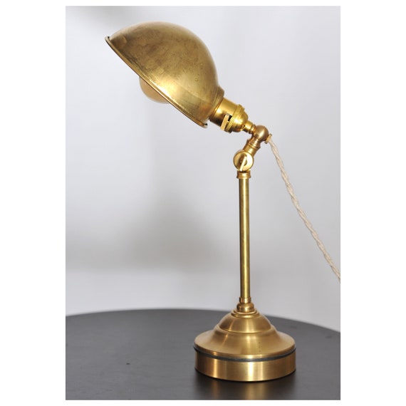 Adjustable Brass Desk Lamp With Parabolic Shade