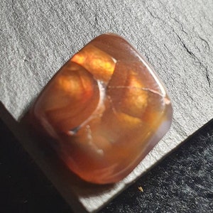 Mexican Fire Agate Cabochon, freeform cab for jewelry making crafting material, fire flash, collector gemstone