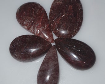 Red Rutile Quarts/Ferrous Rutilated Quartz. full needle crystal inclusion saturation of High-grade red ferrous rutile//rare sparky cabochons