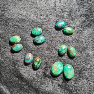 Natural Eilat Stone Cabochon Pair, King Solomon stone, ring size oval cabochon couple for jewelry-making crafting material