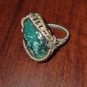 Birds Eye Matrix Turquoise Polychrom statement Ring//Hubei mines vintage Buddhist treasure from the 50s //large top quality Turquoise ring