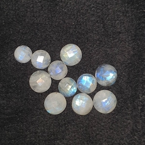 Rainbow Moomstone Crystal set, round cabochon, Faceted peristerite, ring size loose gemstone, white labradorite jewelry making crafting tool