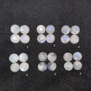 White Labradorite Cabochon Crystal set, Faceted rainbow moonstone, round, ring size loose gemstone, peristerite jewelry making crafting