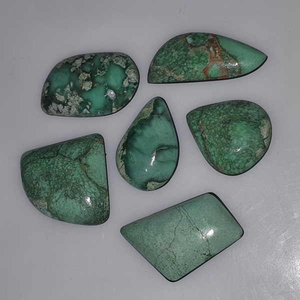 Natural lucin Variscite cabochon doublets, mint green Variscite, pendent size, rare Utah specimen