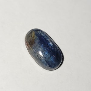 Cabujón de ojo de gato de cianita azul genuino, cabina de gelatina de tamaño de anillo para joyería, material de artesanía, decoración y coleccionismo de cianita