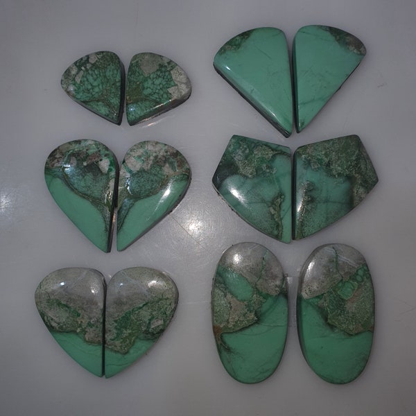 Natural lucin Variscite maching pairs cabochon doublets, mint green Variscite, pendent size, rare Utah specimen