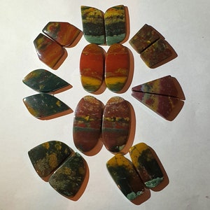 Heliotrope Bloodstone Jasper Cabochon Couples, Matching Pairs for Earring Making and Crafting material