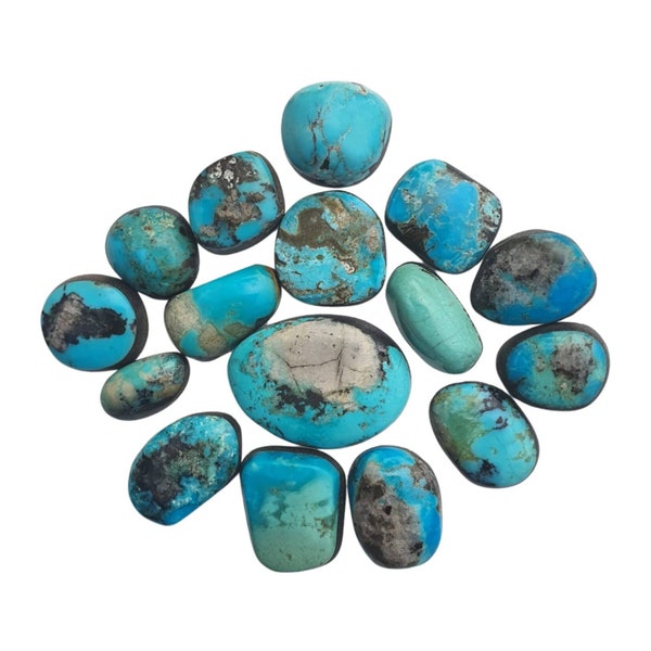 antique Hualapai Turquoise, cut by Native American Navajo Tribe //freeform, baking cabs trible craft cabs from the 60s old stock