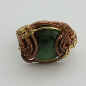 Ruby Zoisite Ring Copper wire wrapped, Handmade Boho Ring, Natural Anyolite Ring, Ruby Zoisite Jewelry, Valentines Gift for Her
