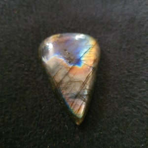 Rainbow Labradorite Cabochon, Polished teardrop pear cabachon for jewelry making crafting material, labradorite decor gift for crystal lover