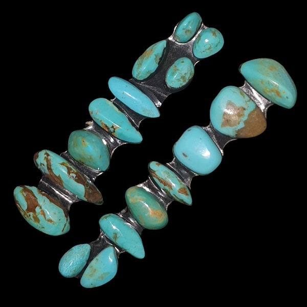 Vintage ring size Tyrone Turquoise freeform doublet baking mini-cabs, Turquoise Mined in the 60s