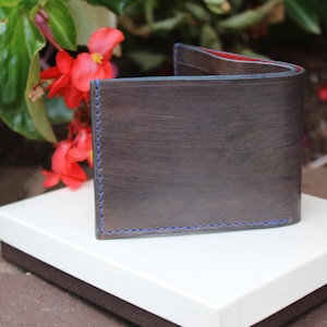 Cartera de cuero para hombre hecha a mano, cartera de cuero italiano Buttero para hombre, cartera de diseñador, cartera de cuero gris plegable, accesorios de cuero para hombre
