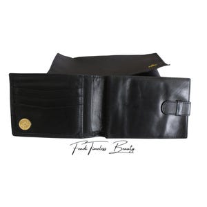 Cartera Fendi vintage usada para hombre, cartera Fendissime de piel de becerro y cordero negra para hombre, cartera Fendi para hombre fabricada en Italia, cartera Fendi para hombre con tres pliegues