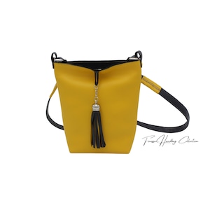 Handmade Small Hobo Shoulder Bag, Yellow and Black Leather Hobo Bag, Designer Leather Bag, Handcrafted in USA Small Leather Bag, Women Gifts