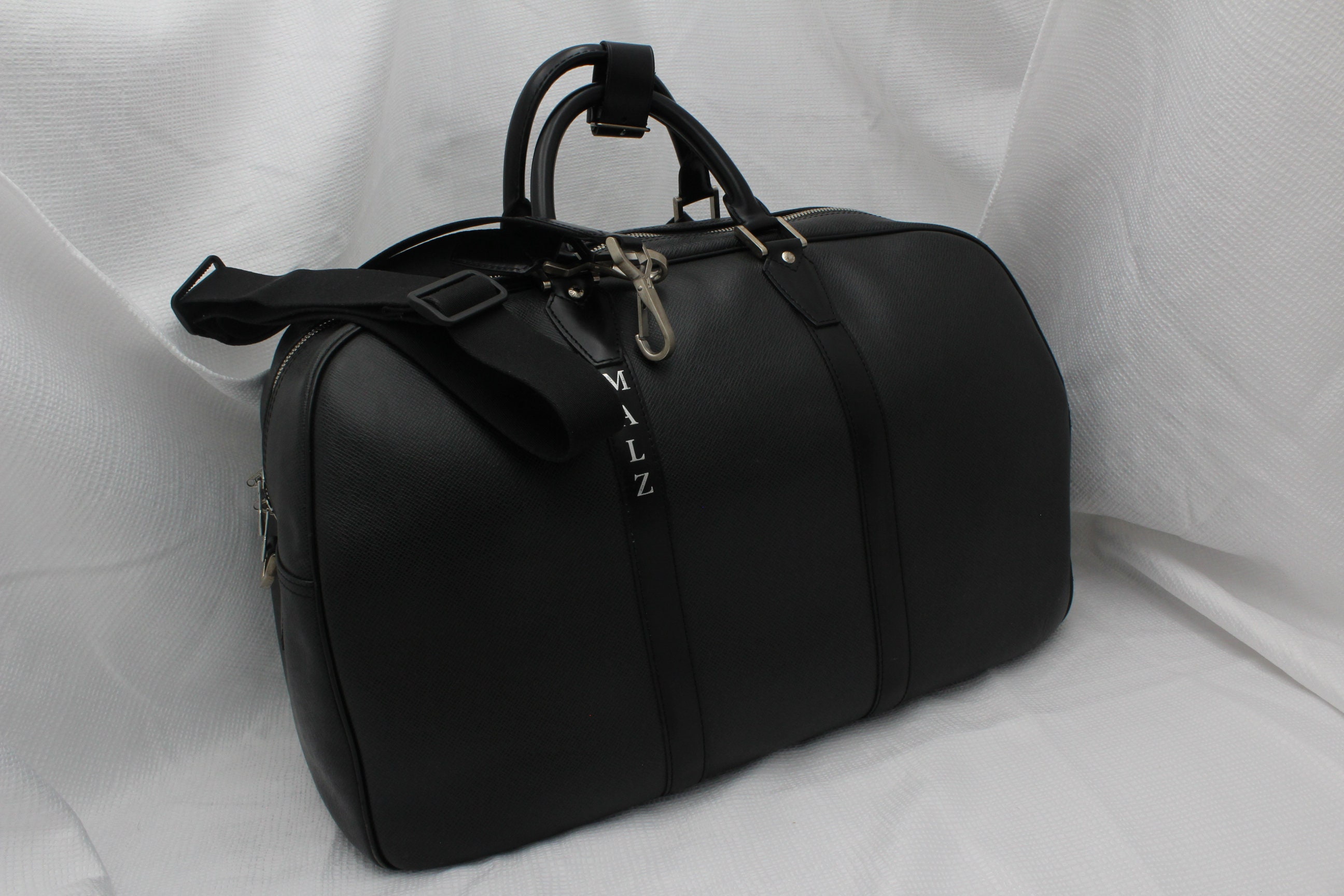 Louis Vuitton Authentic Black Cowhide Leather Duffle Bag Made 