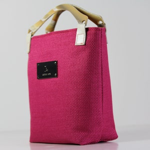Bolso de mano de tela tejida fucsia, bolso con asa superior de doble cuerno, bolso de mano, bolso de mano, bolso tote, bolsos de mujer, bolsos hobo