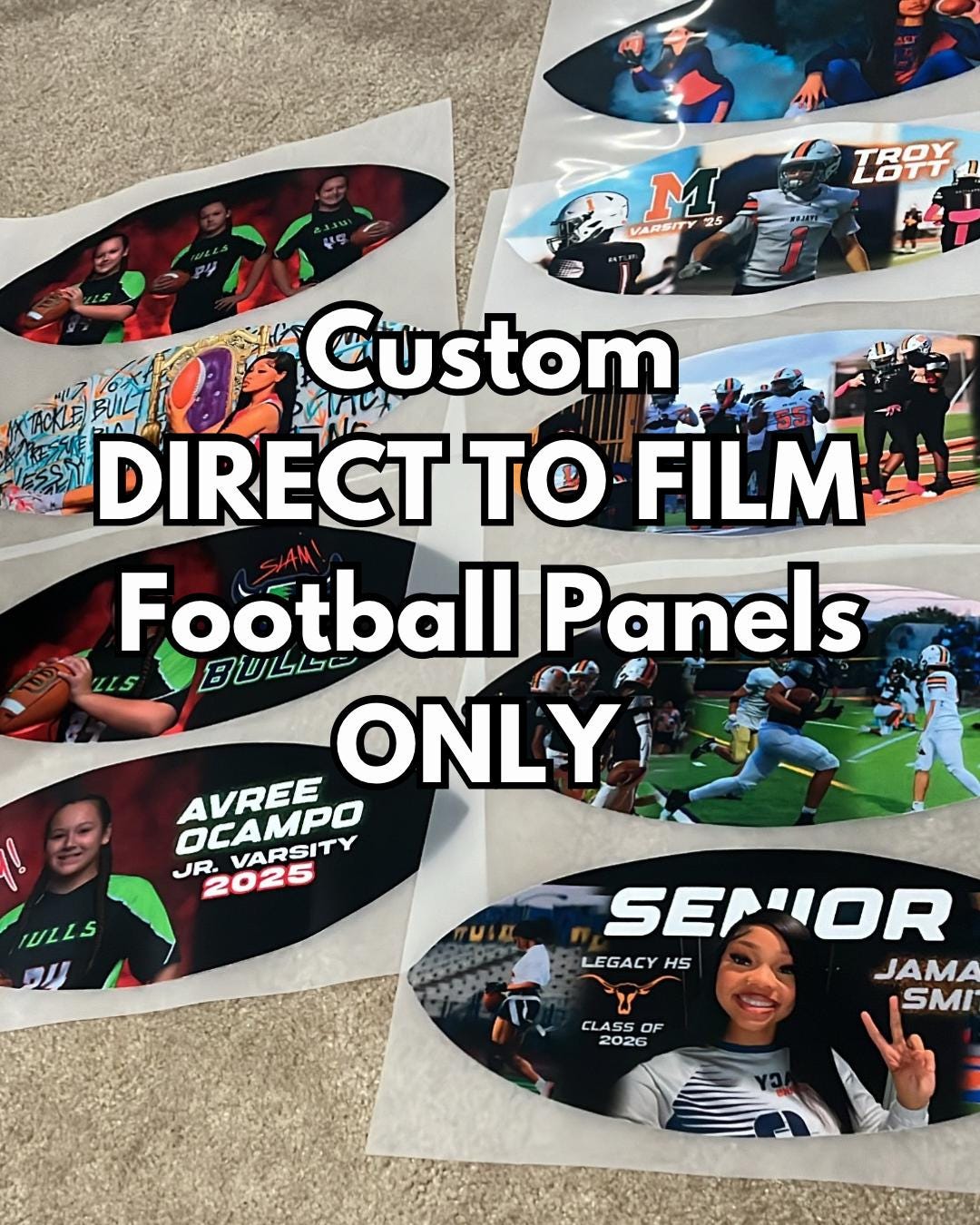 Football Panel Ls Custom Photo Football Panels – Direct to Film Transfer, DIY Senior Gift ...