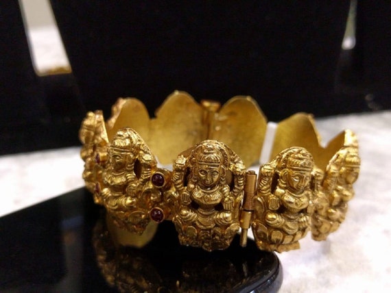 Traditional Temple Open Style Kada In 92 5 Silver And 22k Etsy