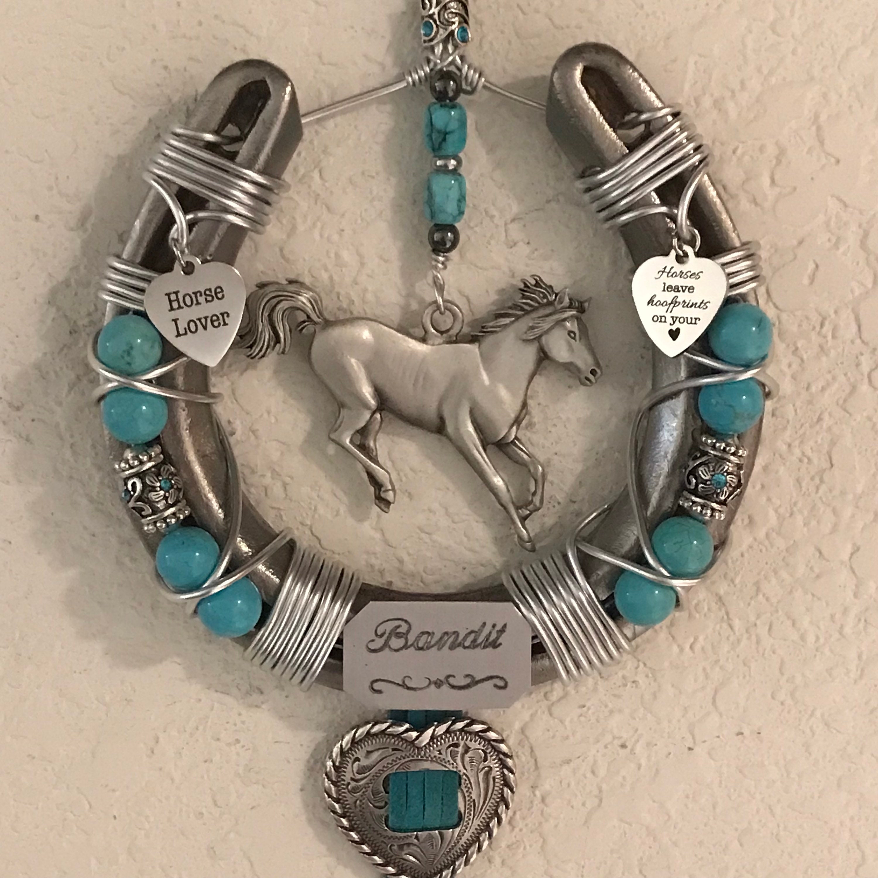 Horse Memorial Keepsake Personalized Horseshoe Decorated Etsy