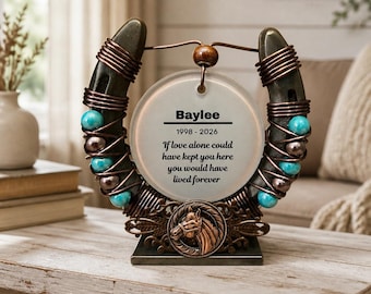 Horse Memorial Horseshoe Western Rustic Tribute Decor Engraved Sympathy Keepsake Gift