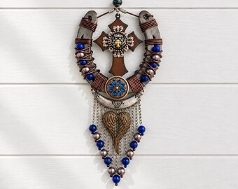 Western Faith Horseshoe Wall Decor, Rustic Christian Cross Hanging, Cowgirl Ranch Decor