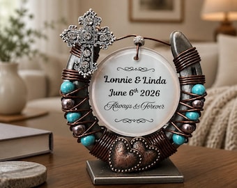 Personalized Wedding Horseshoe Keepsake, Custom Lucky Horseshoe, Rustic Bridal Gift