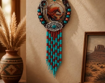 Handcrafted Horseshoe Dreamcatcher Native American Tribal Western Ranch Wall Decor Unique Boho Gift