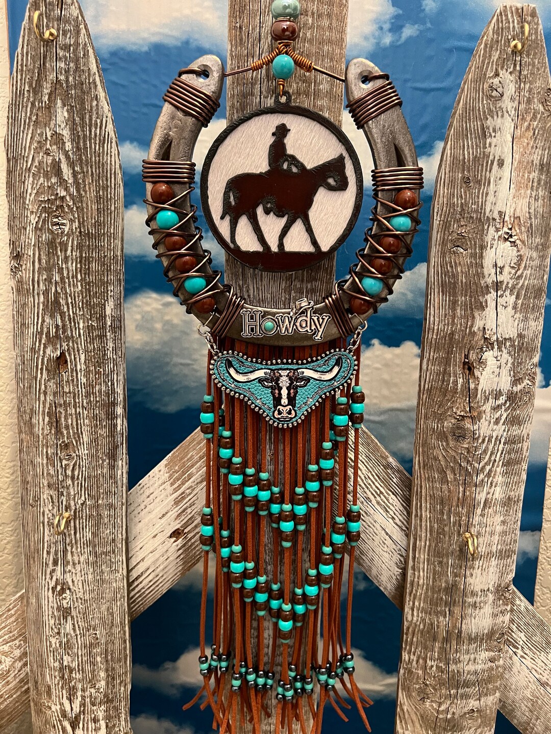 Cowboy Wall Decor Horse Lover Gift Horseshoe Art Cowboy Rodeo Art