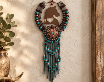 Western Horseshoe Wall Decor, Southwest Cowgirl Art, Rustic Ranch Home Gift, Horse Lover Gift