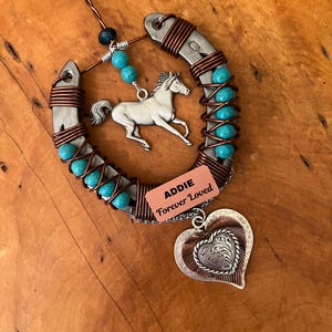 Horse Memorial Keepsake, Custom Engraved Horseshoe, Personalized Decorated Horseshoe, Horse Lover Gift, Pet Memorial,  Sympathy Gift