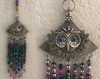 Boho Owl Sun Catcher Art - Hanging Prism - Light Catcher - Rainbow Maker - Window Crystals - Bereavement Gift - Housewarming - Gift for Her