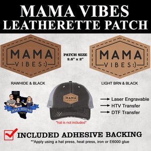 Mama Vibes Leatherette hat Patch - laser engraved