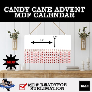Candy Cane Advent Calendar Wall Hanger  – MDF BLANK 4 SUBLIMATION Printing
