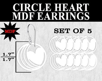 Orecchini Circle Heart MDF – BLANK 4 SUBLIMATION - 10 pezzi