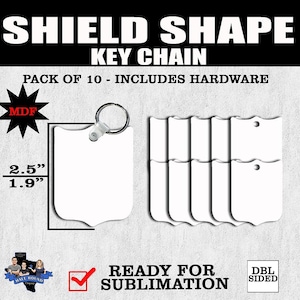 Shield Shape/Rodeo Keychain –  MDF BLANK 4 SUBLIMATION - Set of 10 key chains