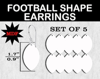 Football Teardrop MDF Earrings – BLANK 4 SUBLIMATION - 10 Pack