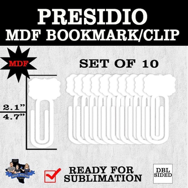 Presidio MDF Bookmark Clip - Blank for Sublimation, set of 10 , Free Shipping