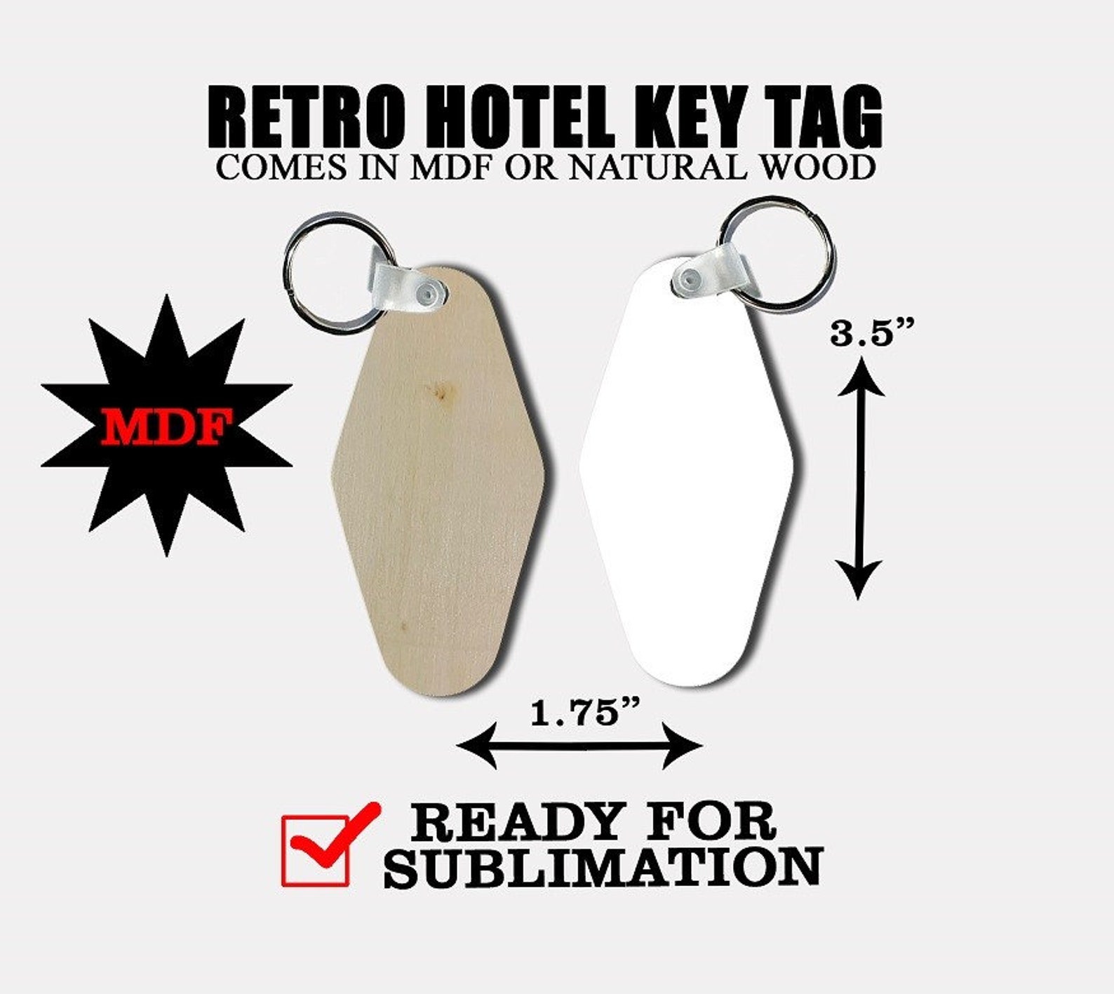 Retro Hotel Key Tags BLANK 4 SUBLIMATION Set of 10 Key Chains Etsy