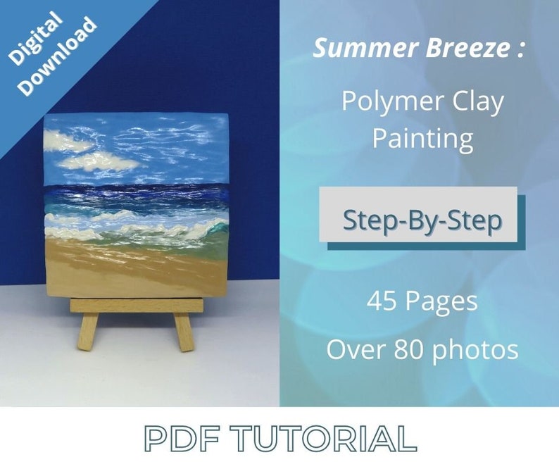 Polymer clay PDF Tutorial Digital Download : Summer Breeze Polymer Clay Painting Tutorial by Leah Radlett, Polymer clay digital tutorial image 1