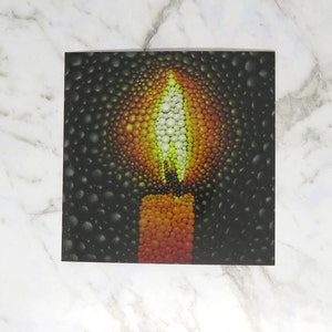 Small square art print card Candle art print Art print of a polymer clay artwork by Leah Radlett Surrender Golden candle print image 2