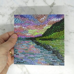 Small square art print card - Landscape art print with a Christian theme - Art print of a polymer clay painting by Leah Radlett "Wonder"