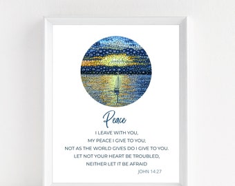 DIGITAL DOWNLOAD, John 14: 27 Printable Wall Art, Christian Printable Scripture Art, Printable Bible Verse, Peaceful Bible Art, Bible Art