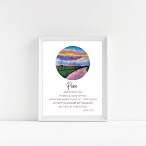 DIGITAL DOWNLOAD, John 14: 27 Printable Wall Art, Christian Printable Scripture Art, Printable Bible Verse, Peaceful Bible Art, Bible Art