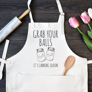 Linen Kitchen Apron, Funny Cooking Apron with Pocket