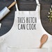 Linen Kitchen Apron, Funny Cooking Apron with Pocket, This Bitch Can Cook