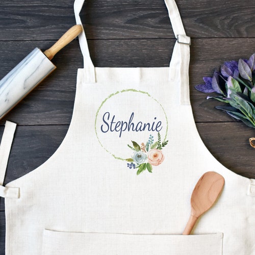 Personalized Linen Kitchen Apron Custom Cooking Apron With Etsy