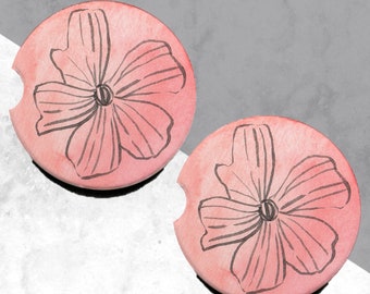 Sandstone Car Coasters, Floral Auto Coasters, Cute Car Accessories