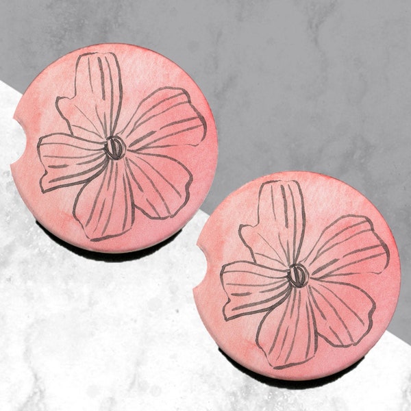 Sandstone Car Coasters, Floral Auto Coasters, Cute Car Accessories